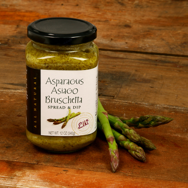 93E Asparagus Asiago Bruschetta with wood background