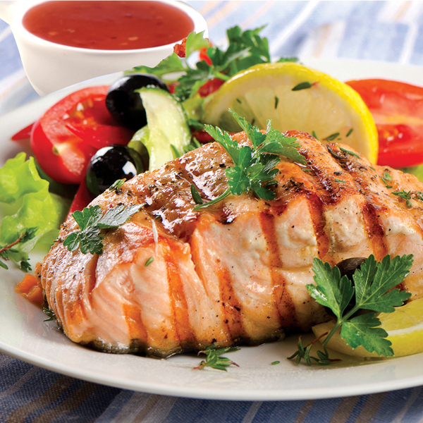 723E with grilled salmon serving suggestion